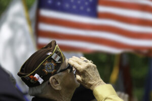 Veterans Saluting Veteran Salutes the US Flag