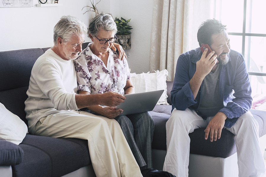 Adult Senior And Middle Age People At Home. Family Daily Real Pe
