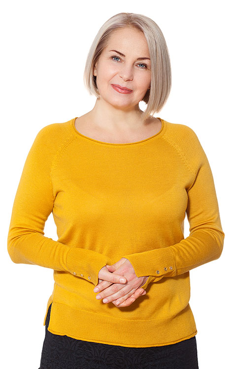 Happy Caregiver Wearing A Yellow Shirt Happy Caregiver Wearing A Yellow Shirt