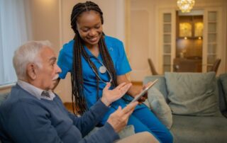 Caregiver helps client